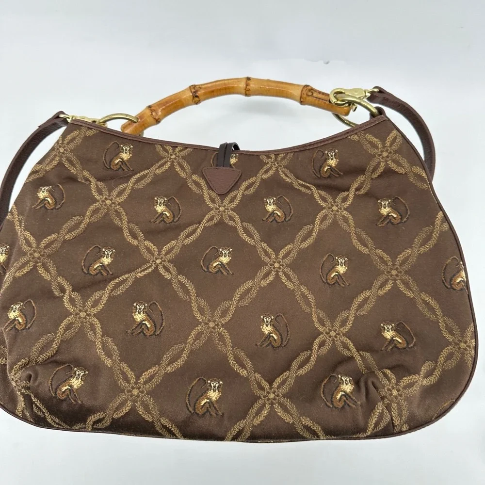 Tommy Bahama Monkey Business Hobo Bag Women Brown Bamboo Coastal Resort Safari